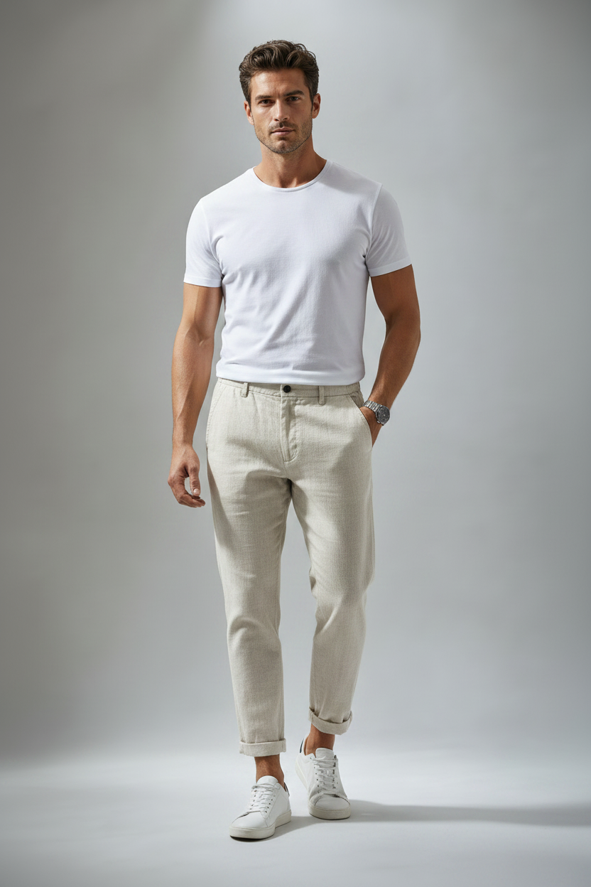 Raw Linen Cropped Trouser
