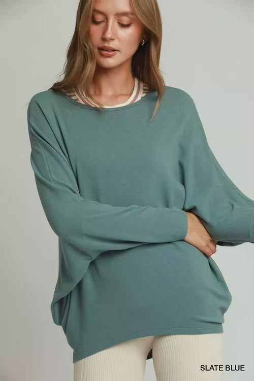 Slate Sculptural Batwing Top