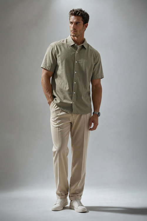 Utility Cotton-Linen Shirt.