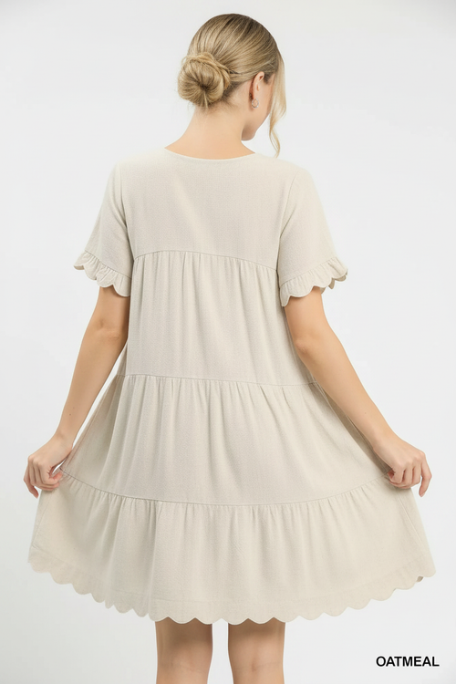 Peony Linen Tiered Babydoll Dress