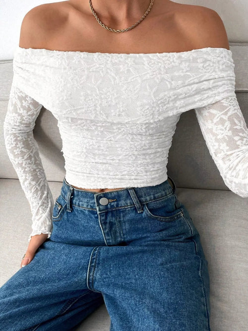Bardot Guipure Lace Top